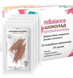 Белковый коктейль Шоколад протеин FitBalance упаковка 375 г - 15 порционных пакетиков